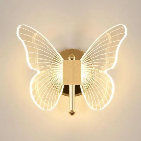 Applique Murale LED 10W,Lampe Murale Papillon Créatif, 3-couleurs Réglable 3000K-6500K Lampe de Chevet (1/4)