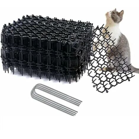 Filet Anti-Chat avec Pointes 12Pcs Pointes Anti-Chat  Tapis Chat en Plastique Pointe Prickle Bande de Protection des végétaux