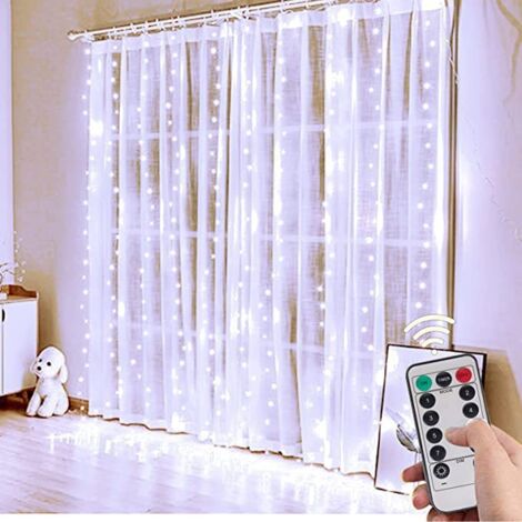 Lichterketten Vorhang 3x3m, 300 LEDs Lichtervorhang Innen, Lichtervorhang Aussen mit 8 Modi & EU-Stecker, IP44 Wasserdicht, LED Lichtervorhang für Valentinstag, Party (Kaltweiß oder Warmweiß) (1/5)