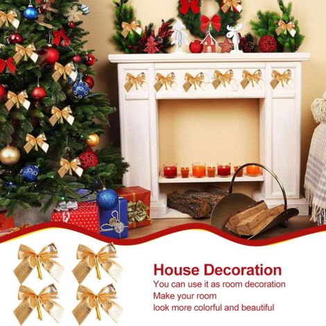 12 Nœuds De Noël Pailletés Rouge – Arcs Décoratifs Pour Sapin, Couronnes, Cadeaux – 17x13,5 Cm – Festif Et Brillant
