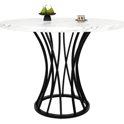 TecTake Table Ronde à Manger 80 Cm Style Industriel – Bois Foncé & Acier Noir, Parfaite Pour Cuisine Ou Salon