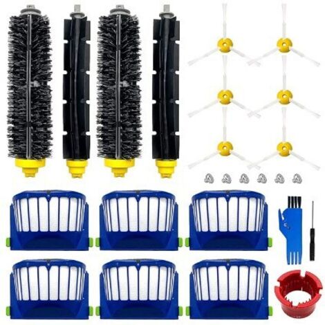 Kit di accessori per iRobot Roomba 600, 694, 692, 650, 660 e 651: 6 spazzole laterali, 6 filtri, 4 spazzole a rullo principali, spazzola, parti di ricambio. (1/5)