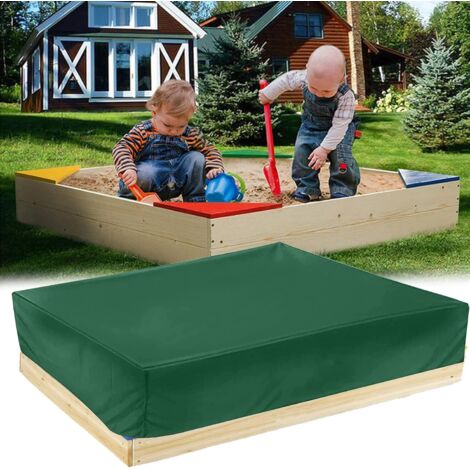 Copertura per sabbiera - Tessuto Oxford - Antipolvere - con coulisse - per sabbiera da giardino - Verde - 150 x 150 x 20 cm (1/5)