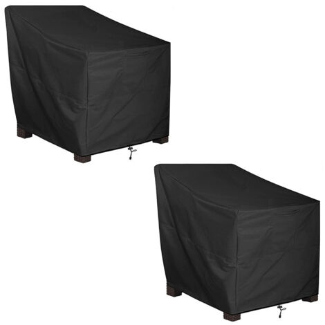 Coprisedia da giardino anti-UV, Coprisedia da esterno in tessuto Oxford 210D, 114 x 85 x 65 cm, Nero (2 pezzi) (1/4)
