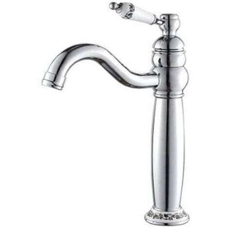 Miscelatore per lavabo da bagno, rubinetto monocomando alto in ceramica floreale vintage classico, miscelatore per lavabo (1/4)