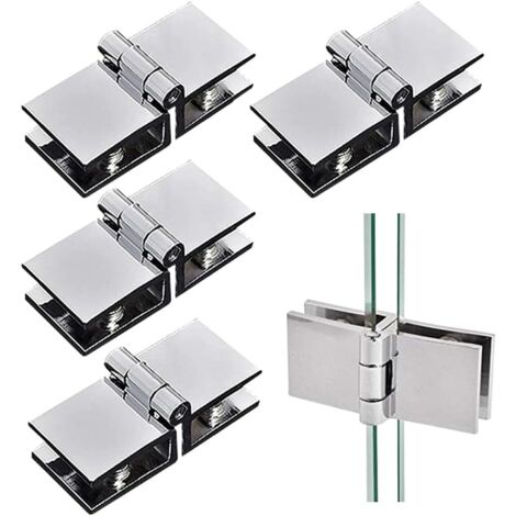 Set di 4 cerniere per porte in vetro a doppia faccia a 180 gradi per box doccia, morsetto regolabile in lega di zinco per vetri spessi 5 mm-8 mm