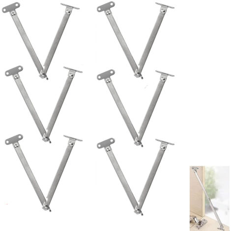 6 cerniere di supporto in acciaio inossidabile, cerniere a ribalta pieghevoli, supporto per cerniera porta regolabile, armadio guardaroba 230 mm per mobili, porta basculante, armadio, finestra (1/5)
