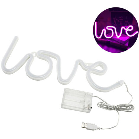 Insegne luminose a LED al neon con scritta "Love", insegne decorative, decorazioni da parete/tavolo per matrimoni, feste, camerette, soggiorni, case, bar, pub (1/4)