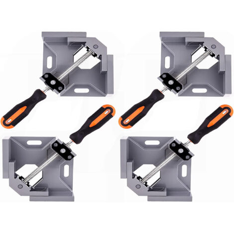 Paquete de 4 sargentos de ángulo recto de 90 grados para carpintería, con mordaza giratoria ajustable de aleación de aluminio, para soldadura y bricolaje.