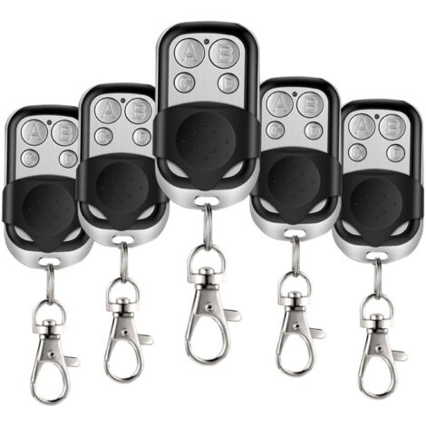 5 controles remotos universales para portones, 433.92 MHz, inalámbricos, con llavero de cubierta deslizante para puertas de garaje eléctricas (1/5)