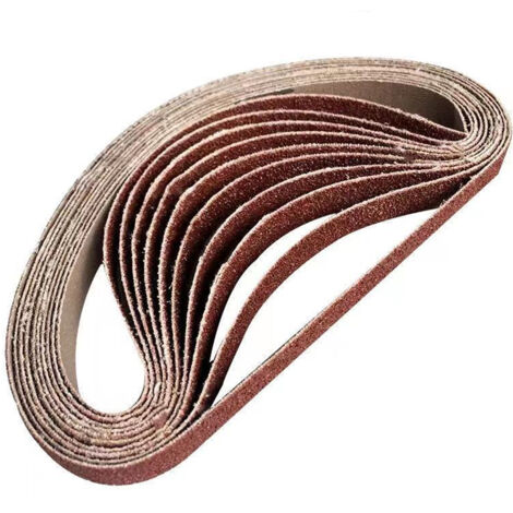 Paquete de 10 bandas de lija de 15 mm x 452 mm, grano 60, de óxido de aluminio, para carpintería, pulido de metales y afilado de cuchillos. (1/4)