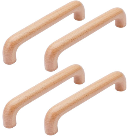 tiradores de madera para muebles, tiradores para armarios de cocina y puertas de armarios, distancia entre agujeros de 128 mm, para muebles de cocina y cajones. (1/5)