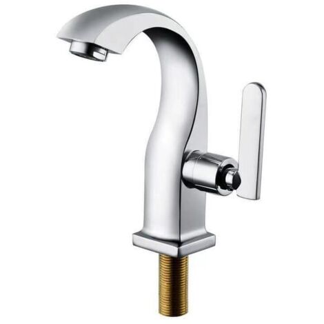 Grifo de baño de agua fría y caliente cromado, grifo de cobre monomando para lavabo, grifo de baño de agua fría, accesorios para el hogar y el jardín. (1/4)