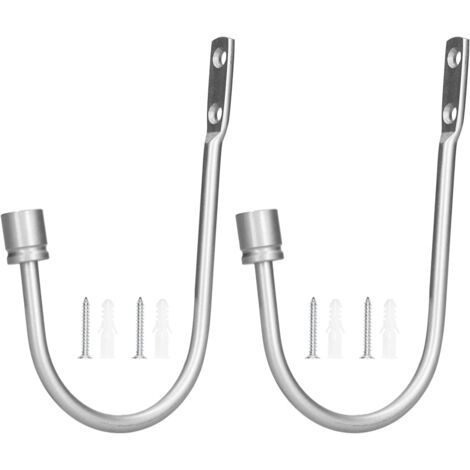 Sujetadores de cortina de pared de aleación sólida, ganchos en forma de U para cortinas y decoración de pared, sujetadores versátiles para sala de estar, dormitorio, ventana (2 piezas, plateado) (1/5)