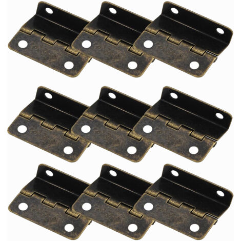 9 bisagras de media superficie, bisagras desplazadas para puertas y armarios, herrajes retro de tres paneles semicubiertos [Bronce] (1/5)
