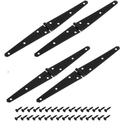 Juego de 4 bisagras de correa, bisagras en T de 15 cm (6 pulgadas) para puertas de cobertizos de jardín, bisagras resistentes con tornillos para vallas de madera, puertas de patio, puertas de granero, (1/5)