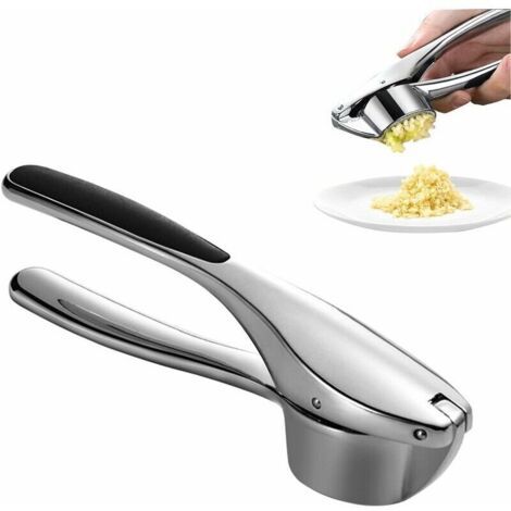 CHOYCLIT Knoblauchpresse, Knoblauchzerkleinerer, Edelstahl-Knoblauchpresse, professioneller Zerkleinerer, praktisch, spülmaschinenfest, Knoblauchzerkleinerer mit rutschfestem Griff für Restaurant, Zuh (1/5)