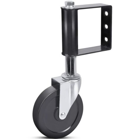 CHOYCLIT Hochleistungs-Torrolle mit Federmechanismus für Schwingtore aus Holz und Metallrohren, kleines Stützrad für Zauntore mit universeller Montageplatte, Tragkraft 113 kg, 12,7 cm, Schwarz (1/5)