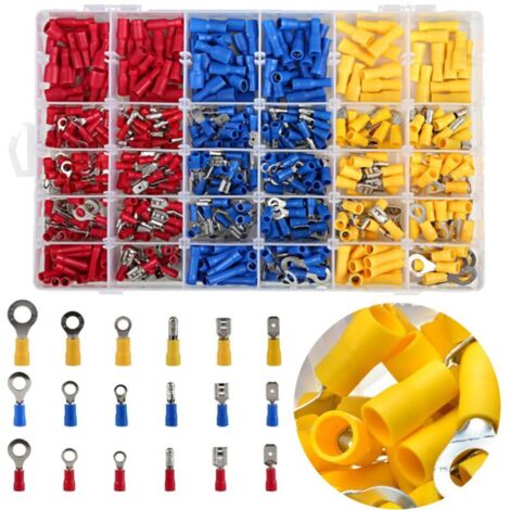 CHOYCLIT 480 Stück Elektrische Klemmen, Elektrische Anschlussklemmen für Auto, Crimp-Anschlussklemmen, rund, flach, weiblich und männlich, Ösen- und Ösenklemmen, zylindrisch und andere, Crimpverbinder (1/5)