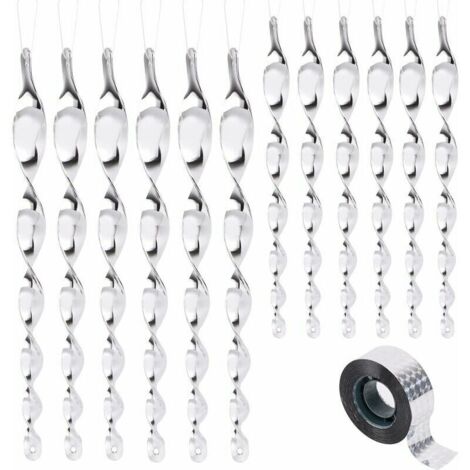 CHOYCLIT 12er-Pack Vogelabwehrmittel mit 80 m Reflektorband, 30 cm 360-Grad-Vogelscheuchen, ideal, um Vögel von Balkonen und Obstbäumen fernzuhalten (1/5)