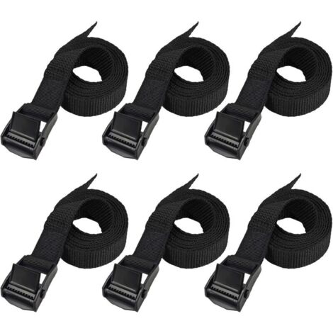 CHOYCLIT Spanngurte, Fahrradträgergurt – 6 Stück 2,5 cm x 1 m – Komplettes Upgrade – Ganz in Schwarz – Unterschiedliche Anzahl und Länge der Gurte (1/5)