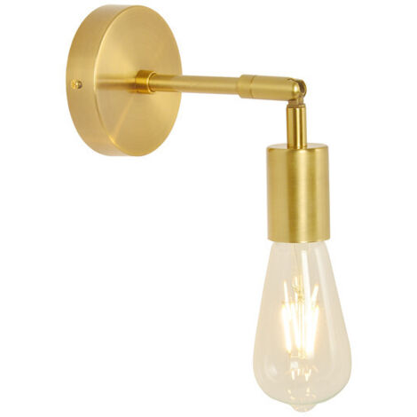 Set di 2 applique da parete per bagno in ottone spazzolato vintage industriale su palo di illuminazione a parete (colore oro) (1/4)