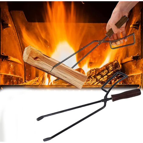Pinze per legna da ardere, pinze per legna da ardere resistenti da 40 cm, accessori per caminetti, coperture antiscottatura per caminetti, pinze lunghe per legna da ardere per caminetti da campo (1/5)