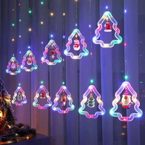 Decorazione per finestre Bastoncino di zucchero natalizio luminoso Led a ciondolo con ventosa Bianco caldo a batteria Wisdom
