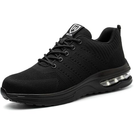 Scarpe antinfortunistiche, scarpe da lavoro con punta in acciaio, scarpe antinfortunistiche leggere e comode, scarpe da lavoro industriali con cuscino d'aria, colore: nero, taglia 38 UE (1/5)