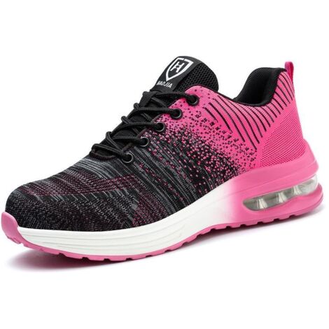 Scarpe antinfortunistiche, scarpe da lavoro con punta in acciaio, scarpe antinfortunistiche leggere e comode, scarpe da lavoro industriali con cuscino d'aria, colore: rosa, taglia 37 (1/5)