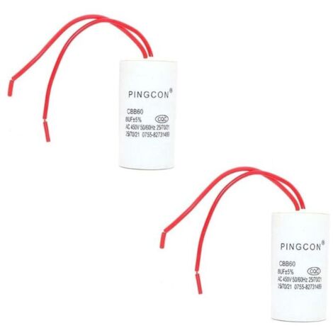 CHOYCLIT 2 pezzi CBB60 AC 450V 2 fili Condensatore di avviamento per motore cilindrico conduttivo CBB60【10UF】 (1/3)