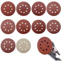 CHOYCLIT Disco abrasivo 100 pezzi Abrasivi 125 mm, Grana 80/180/240/400/800/1000/1200/1500/2000/3000, Levigatura Lucidatura Rimozione Ruggine (8 fori)