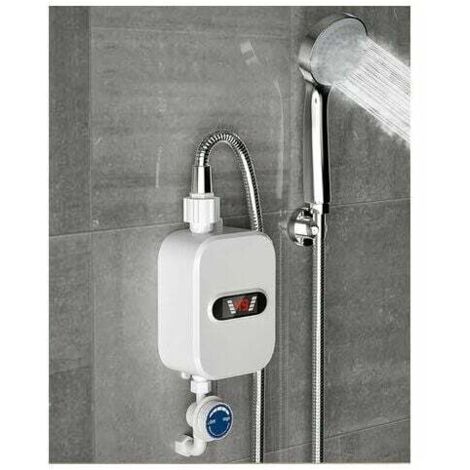 CHOYCLIT Calentador de agua eléctrico instantáneo, mini calentador de agua rápido de 3500 W y 220 V para cocina, baño y ducha