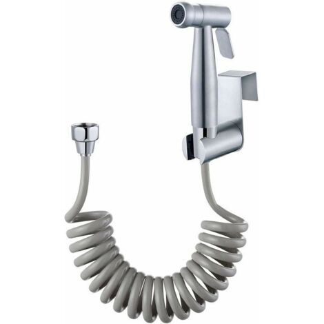 Rociador de grifo CHOYCLIT, kit de bidé de inodoro de alta calidad, con gancho para depósito de agua y manguera de ducha flexible telescópica ABS de 59" para higiene personal diaria (gris) (1/5)