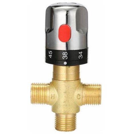 Mezclador termostático de ducha CHOYCLIT, mezclador termostático ajustable para baño, mezclador de agua de latón, válvula de control de temperatura para mezclar agua caliente y fría - Tipo 3 (1/5)