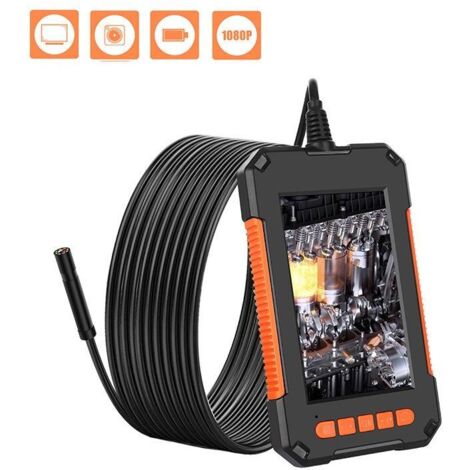 Endoscopio industrial, cámara endoscópica HD 1080P, cámara de inspección de tuberías, pantalla HD de 4,3 pulgadas, 8 luces LED, color naranja (10 m) (1/5)