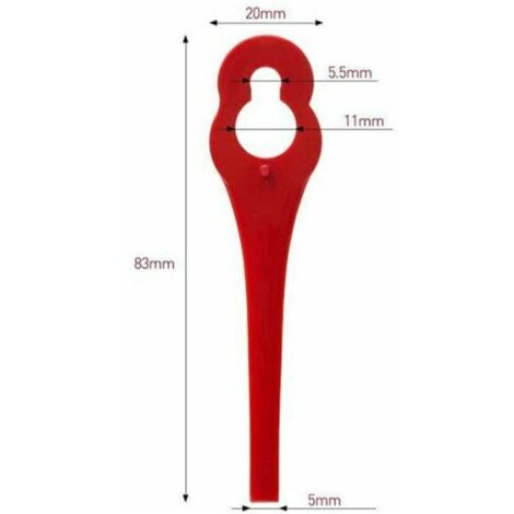 Accesorio para recortadora de césped CHOYCLIT, paquete de 100 cuchillas de plástico de repuesto para recortadora de césped Florabest LIDL FRTA 20 A1, FAT 18B3, FRT18A. (1/3)