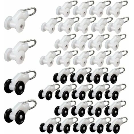 CHOYCLIT 40 piezas Rodillos deslizantes para cortinas Gancho para riel de pérgola Rodillos para riel de cortina Rueda de polea de metal Gancho para cortina Cortinas deslizantes Rodillos para barra de