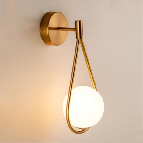 CHOYCLIT Aplique de pared para dormitorio, aplique de pared LED vintage para interiores, redondo, industrial, ajustable, esférico, de vidrio, metal, con gotas de agua, iluminación de pared E27, color (1/5)