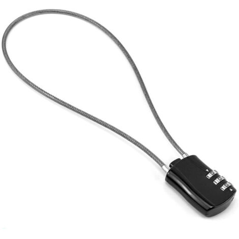 Candado de cable retráctil CHOYCLIT, candado de combinación digital con cable de 41 cm para motocicleta, bicicleta, snowboard, esquís y maletas, color negro (1/5)