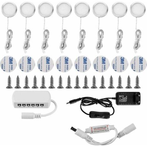 CHOYCLIT - Foco LED empotrable para armarios, 16 W, para cocina, armarios, muebles, blanco frío 6000 K (paquete de 8) (1/5)