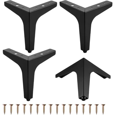 Juego de 4 patas triangulares metálicas para muebles, mesas, sofás y sillones, muebles de almacenaje, sofás, sillas, mesas de centro, con tornillos (17 cm)
