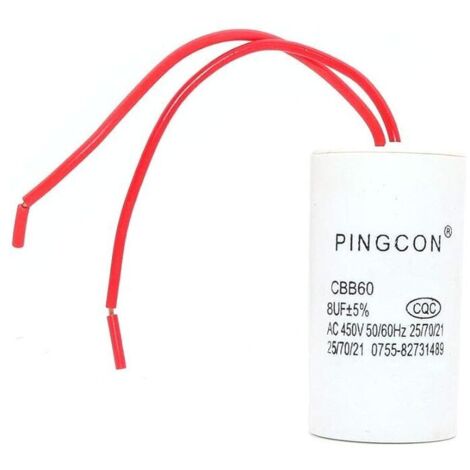 BOJACK CBB60 450V 8uf condensatorstarter elektromotor, 50/60HZ aanloopcondensator met draad