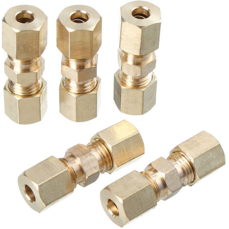 Conector recto de compresión de latón CHOYCLIT, unión de línea de freno hidráulico de 3/16 pulgadas, 5 piezas (1/5)