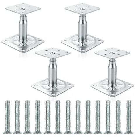 CHOYCLIT - 4 soportes de poste elevado galvanizados ajustables de 100 a 150 mm, soporte de techo resistente para construcción (1/5)