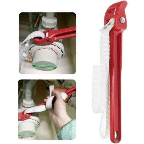 CHOYCLIT - Llave de correa estándar (1 pieza), llave ajustable de 30 cm, herramienta universal para extracción de filtros de aceite, longitud de 81 cm, mango de 30 cm (roja) (1/5)