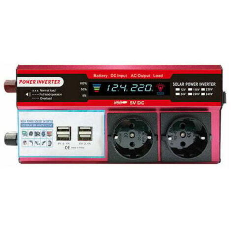 Inversor solar de alta eficiencia CHOYCLIT, inversor de onda sinusoidal modificada, convertidor de energía solar para casa, coche, RV con pantalla LCD, 1000 W, rojo