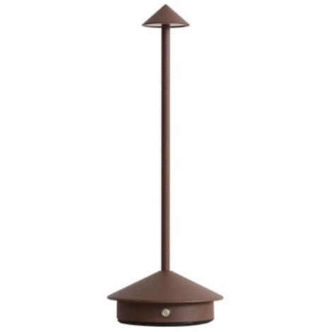 Lámpara de mesa recargable e inalámbrica con control táctil, para mesita de noche, interior, patio, restaurante, altura 30 cm (marrón) (1/3)