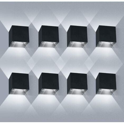 8 Pack Applique Murale LED 12W Etanche IP65 Réglable Applique Murale Exterieur Up Down Design 6000K Blanc
