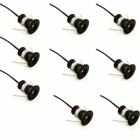 Schwarzes Set mit 9 Mini-LED-Strahlern 12 V, 1 W, Einbau in die Decke, für Küche, Treppenhaus, Schrank, Flur, DIY-Beleuchtung, warmweiß, kaltweiß, Fenster, Kleiderschrank, kleine Decke, IP65, 3000 K ( (1/5)